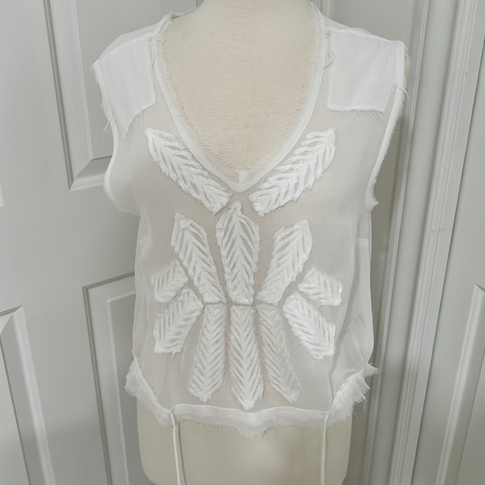 Free People sheer gather waist blouse